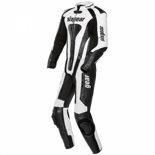 Combinezon Moto Damă din Piele & Textil SIXGEAR EVO · Alb / Negru 