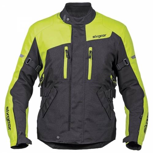 Geacă Moto din Textil SIXGEAR CHIEF · Negru / Verde-Fluo 