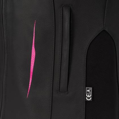 Geacă Moto Damă din Piele BERING LADY BRUTALIA · Negru / Alb / Roz  - 5