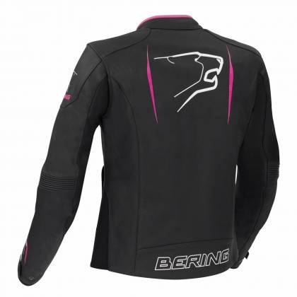 Geacă Moto Damă din Piele BERING LADY BRUTALIA · Negru / Alb / Roz  - 2