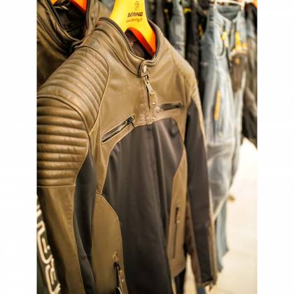 Geacă Moto din Piele & Textil BERING REX · Negru / Maro  - 6