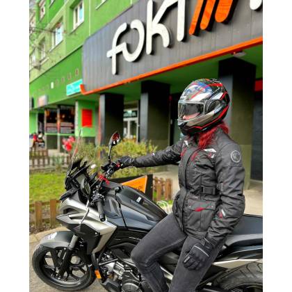 Geacă Moto Damă din Textil BERING LADY DARKO ·  Negru / Roșu  - 5