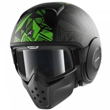 Cască Moto Open Face SHARK RAW DANTE · Verde / Negru  - 0