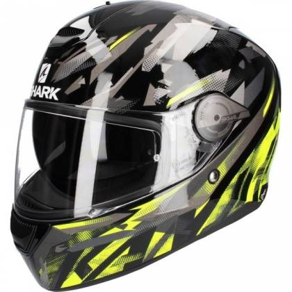 Cască Moto Integrală SHARK D-SKWAL KANHJI · Negru / Gri / Verde Fluo  - 0