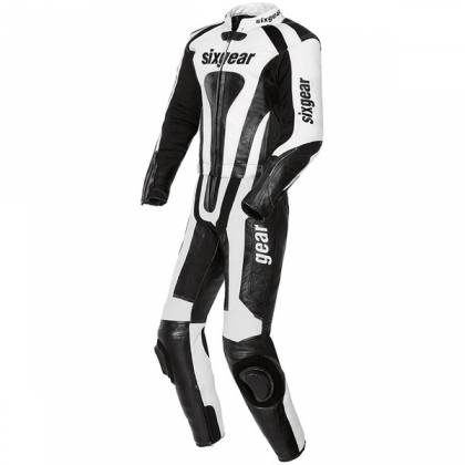 Combinezon Moto Damă din Piele & Textil SIXGEAR EVO · Alb / Negru  - 0