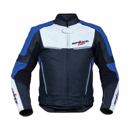 Geacă Moto din Piele SPEED UP TRIP · Albastru / Alb / Negru  - 0