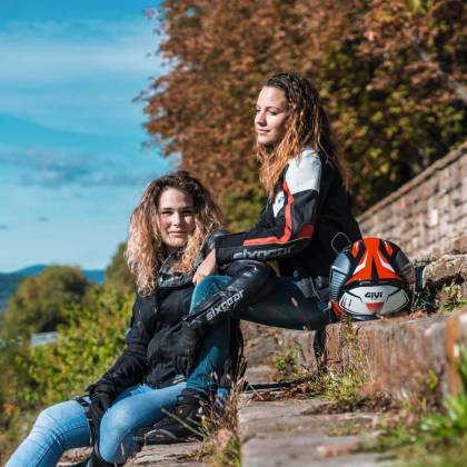 Geacă Moto Damă din Piele & Textil SIXGEAR ALISA · Negru  - 1