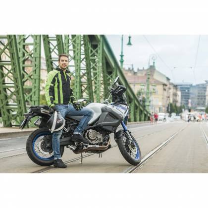 Geacă Moto din Textil SIXGEAR POLICE · Negru / Verde-Fluo  - 1