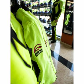 Geacă Moto din Textil SIXGEAR POLICE · Negru / Verde-Fluo  - 2
