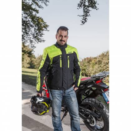 Geacă Moto din Textil SIXGEAR CHIEF · Negru / Verde-Fluo  - 1