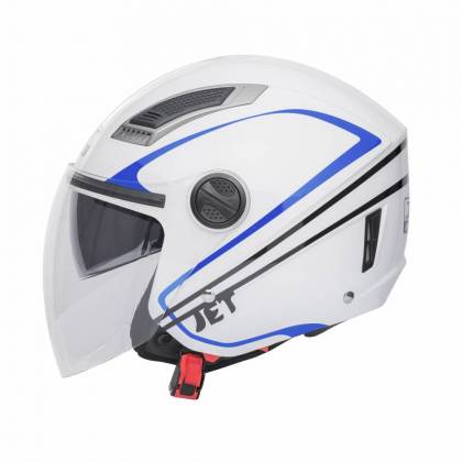 Cască Moto Open Face JET SONIC MOXIE · Alb / Albastru  - 1