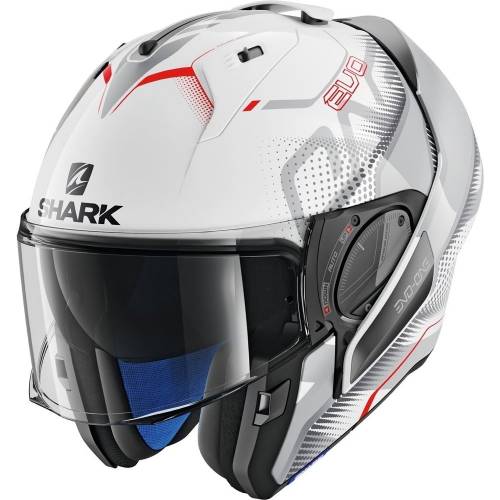 Cască Moto Modulară SHARK EVO-ONE 2 KEENSER · Alb / Argintiu / Roșu 