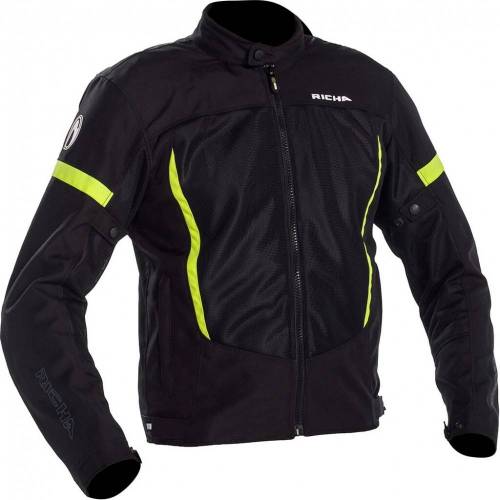 Geacă Moto de Vară din Textil RICHA AIRBENDER · Negru / Verde Fluo 