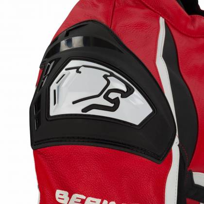 Geacă Moto din Piele BERING DRAXT-R · Negru / Alb / Roșu  - 3