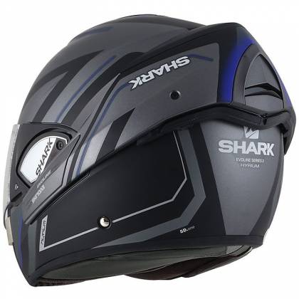 Cască Moto Modulară SHARK EVOLINE S3 HYRIUM · Gri / Negru / Albastru  - 3