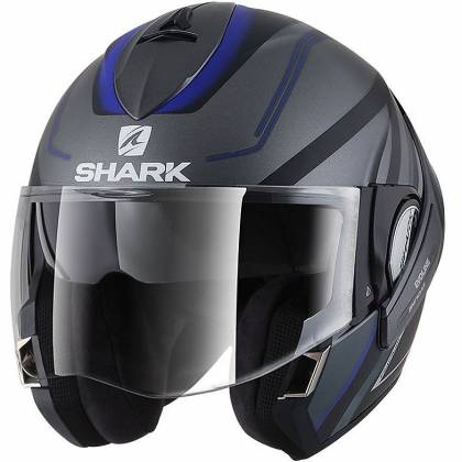 Cască Moto Modulară SHARK EVOLINE S3 HYRIUM · Gri / Negru / Albastru  - 2