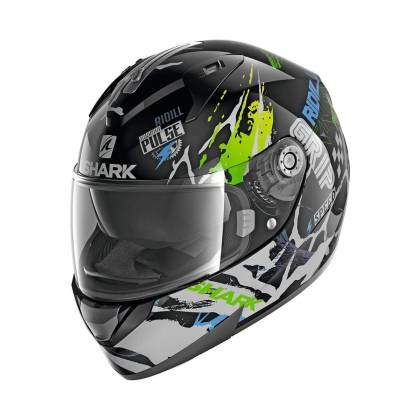 Cască Moto Integrală SHARK RIDILL DRIFT-R · Negru / Verde Fluo / Albastru  - 0