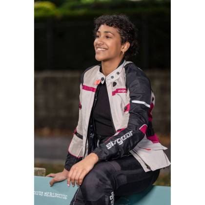 Geacă Moto Damă din Textil SIXGEAR LUNA · Negru / Gri / Roz  - 3