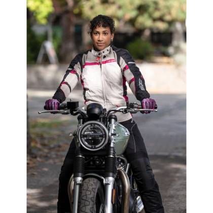 Geacă Moto Damă din Textil SIXGEAR LUNA · Negru / Gri / Roz  - 5