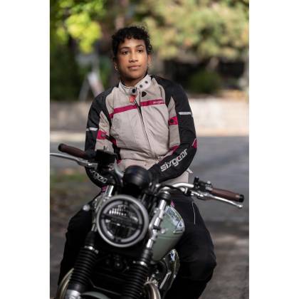 Geacă Moto Damă din Textil SIXGEAR LUNA · Negru / Gri / Roz  - 4
