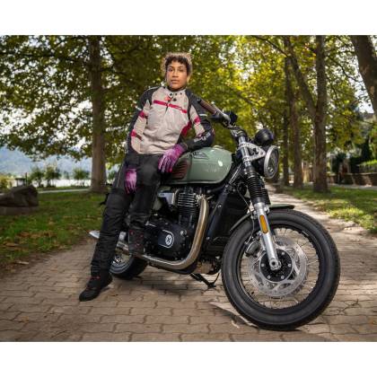 Geacă Moto Damă din Textil SIXGEAR LUNA · Negru / Gri / Roz  - 2