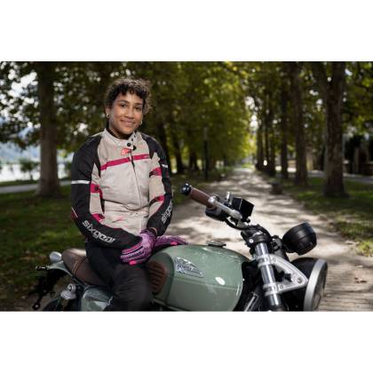 Geacă Moto Damă din Textil SIXGEAR LUNA · Negru / Gri / Roz  - 1