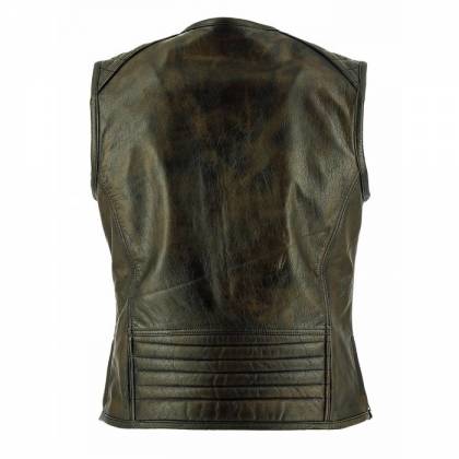 Vestă Moto din Piele RICHA GILET COLT · Maro  - 1