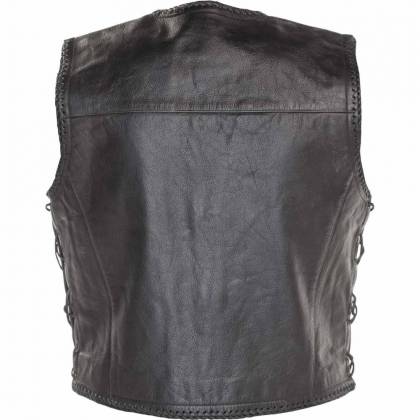 Vestă Moto din Piele RICHA GILET SADIC · Cu Franjuri · Negru  - 1
