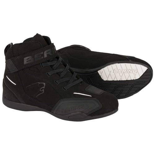 Ghete Moto Damă din Piele & Textil BERING LADY CORWELL · Negru / Alb 