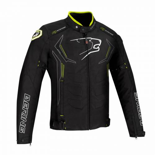 Geacă Moto din Textil BERING GUARDIAN · Negru / Alb / Verde Fluo 