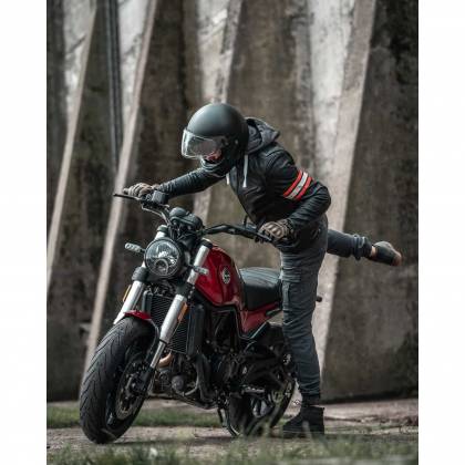 Geacă Moto din Piele & Textil RICHA TOULON 2 · Negru / Roșu / Gri  - 12