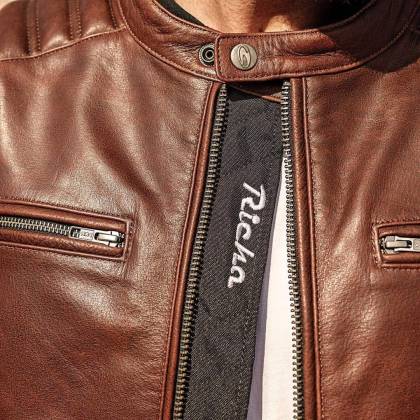 Geacă Moto din Piele RICHA DAYTONA 2 · Maro închis  - 8