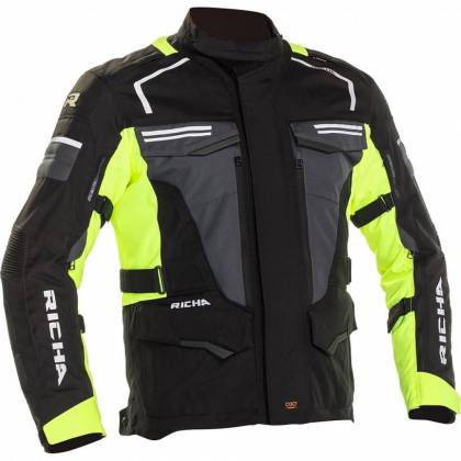 Geacă Moto din Textil RICHA TOUAREG 2 · Negru / Verde-fluo  - 0