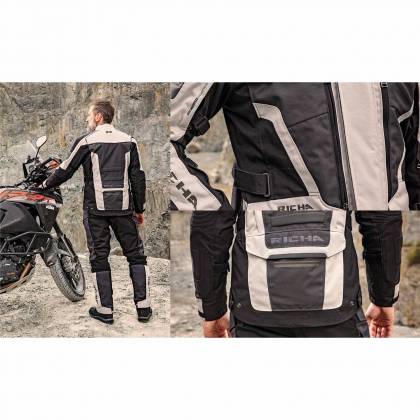 Geacă Moto din Textil RICHA TOUAREG 2 · Negru / Verde-fluo  - 3