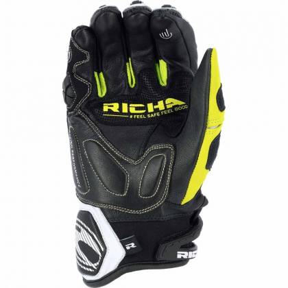 Mănuși Moto din Piele & Textil RICHA STEALTH · Negru / Galben-fluo  - 1
