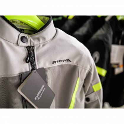Geacă Moto de Vară din Textil RICHA AIRBENDER · Gri / Verde Fluo  - 6