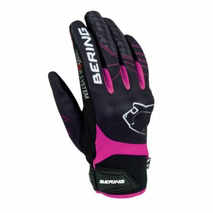 Mănuși Moto Damă din Textil BERING LADY GRISSOM · Negru / Roz  - 0