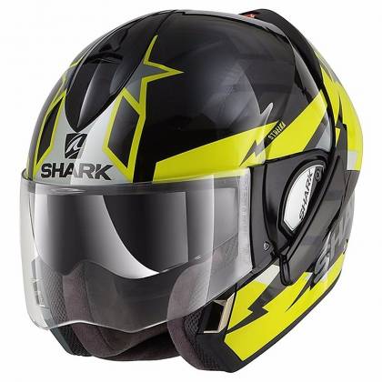 Cască Moto Modulară SHARK EVOLINE S3 STRELKA · Negru / Verde-Fluo  - 2
