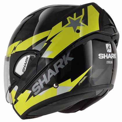 Cască Moto Modulară SHARK EVOLINE S3 STRELKA · Negru / Verde-Fluo  - 1