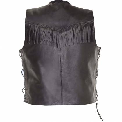 Vestă Moto din Piele RICHA GILET With Frangels · Negru  - 1