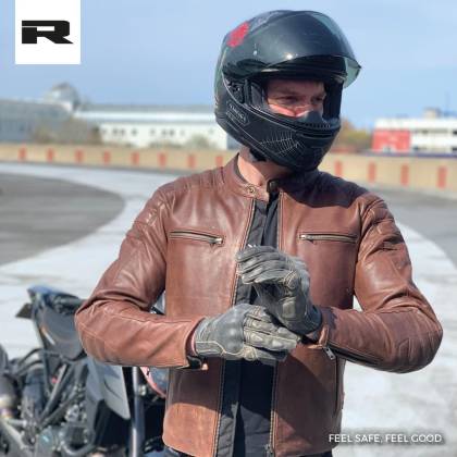 Geacă Moto din Piele RICHA DAYTONA 2 · Maro  - 1