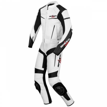 Combinezon Moto din Piele & Textil SPEED UP ALPHA · Negru / Alb  - 0