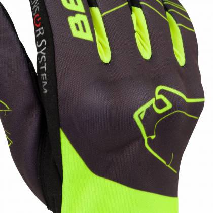 Mănuși Moto din Textil BERING GRISSOM · Negru / Verde-Fluo  - 1